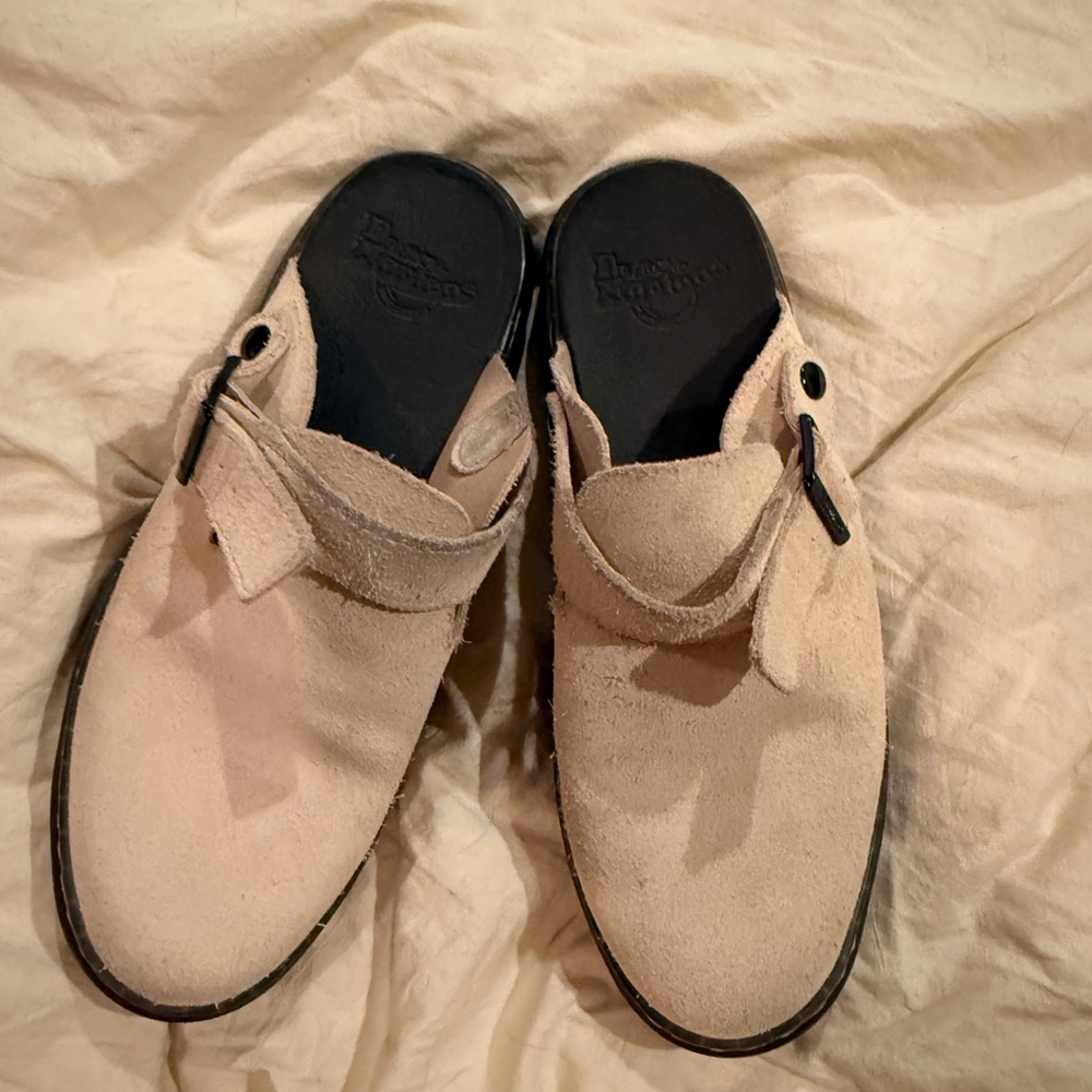 Dr. Martens Beige Suede Slip-On Clog Carlson Mule